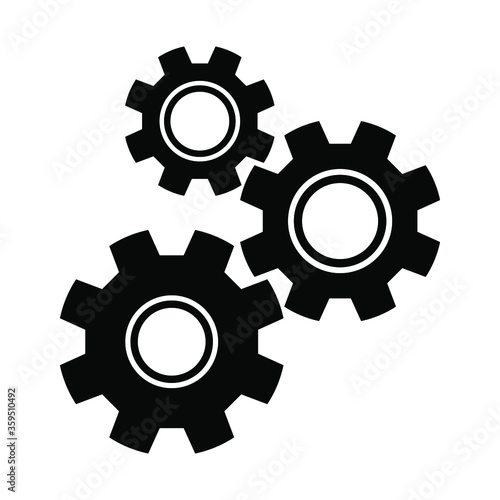 Black Settings Icon For Mobile App Website Isolated Illustration Industrial Machinery Cogwheel