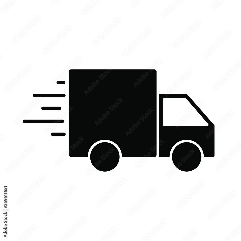 Delivery truck black icon store website shipping vector illustration