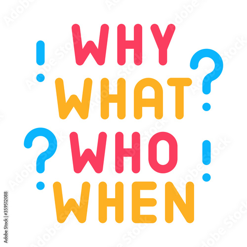 questions why what who when icon vector. questions why what who when sign. color symbol illustration