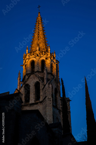 Basilica of Saint Peter at sunset in Avignon France