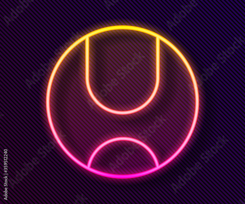Glowing neon line Tennis ball icon isolated on black background. Sport equipment. Vector Illustration