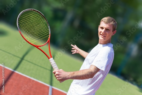 Portrait of a Male Tennis Player Playing