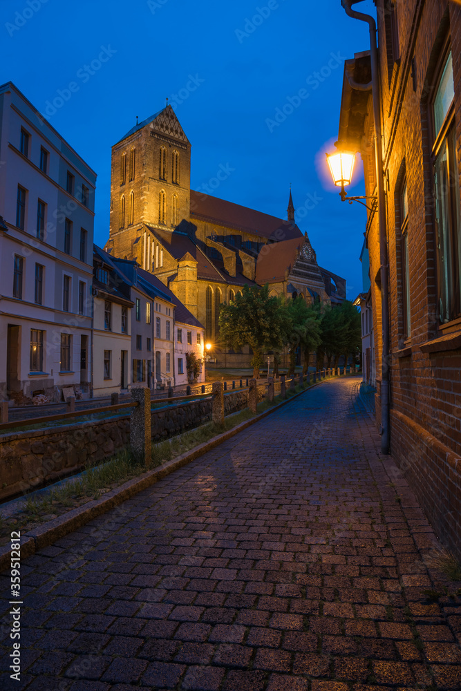 Blue hour in the baltic city of Wismar.