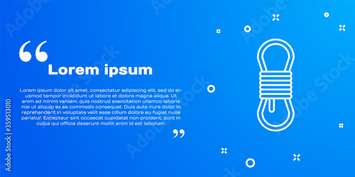 White line Climber rope icon isolated on blue background. Extreme sport. Sport equipment.  Vector Illustration