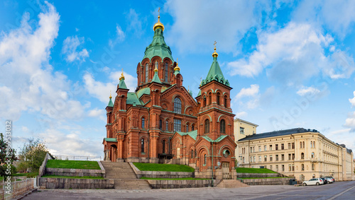 Helsinki. Finland. Assumption Cathedral in Helsinki. Tour of the center of the capital of Finland on a summer day. Orthodox cathedrals in Finland. Architecture Of Helsinki. Tours of Scandinavia. photo