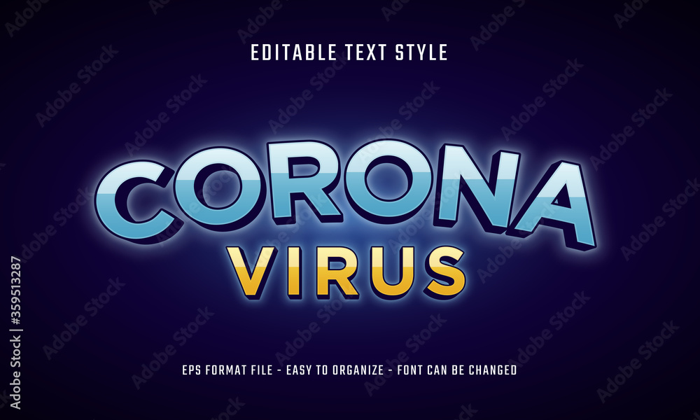 Editable text effects blue and yellow
