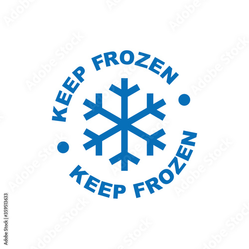 Keep frozen. Food package label, storage instruction vector design