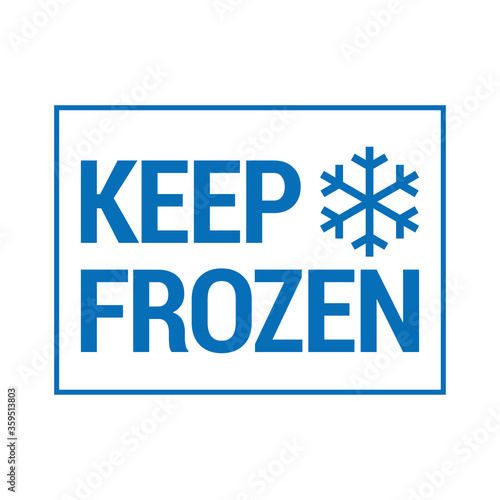 Keep frozen. Food package label, storage instruction vector design