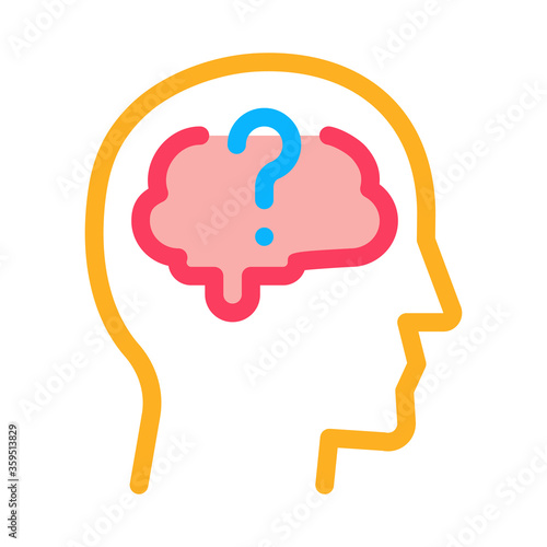 brain question mark icon vector. brain question mark sign. color symbol illustration