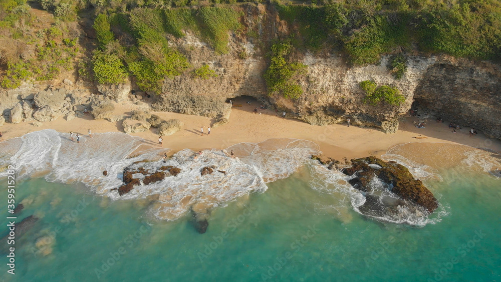 Fototapeta premium Pantai Tegal Wangi Beach, island of Bali. Indonesia. Aerial view.