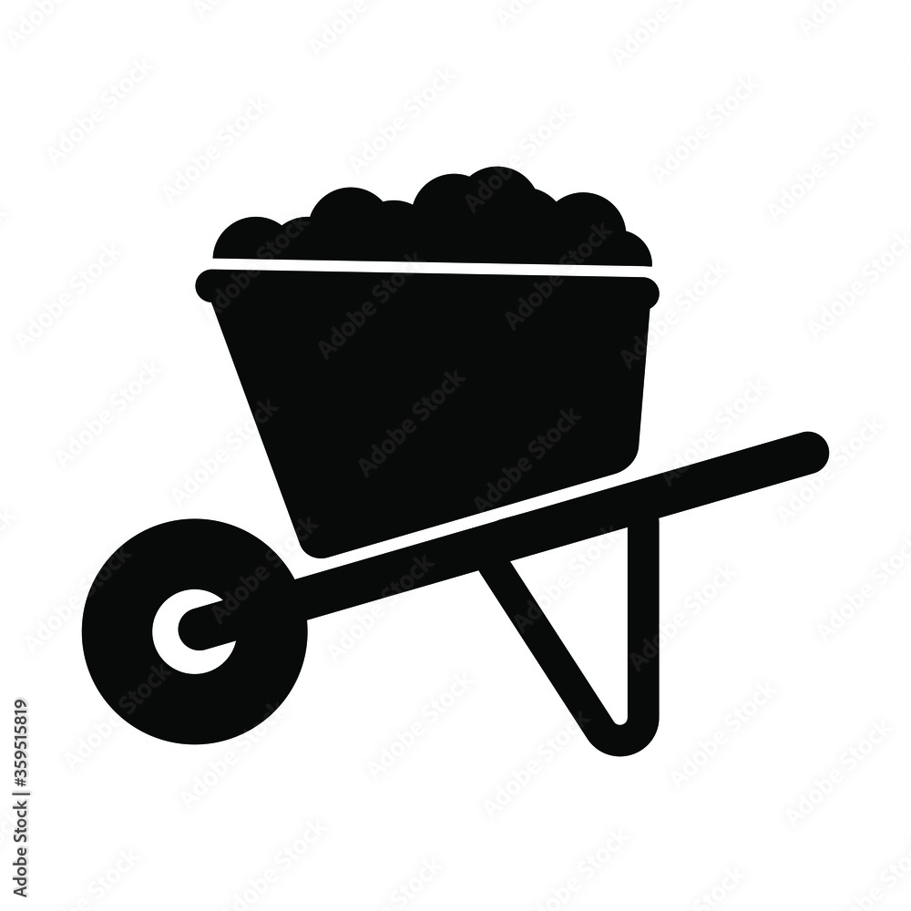 Wheelbarrow Icon Black Barrow Symbol Isolated Sign Vector Illustration High Quality Flat Design Style Wheelbarrow Icon Black Barrow Symbol Isolated Sign Vector Illustration High Quality Flat Design Style