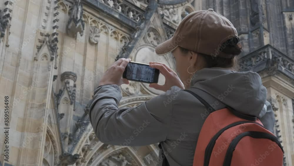 Tourist with a smartphone takes pictures. Tourist with a smartphone takes pictures.