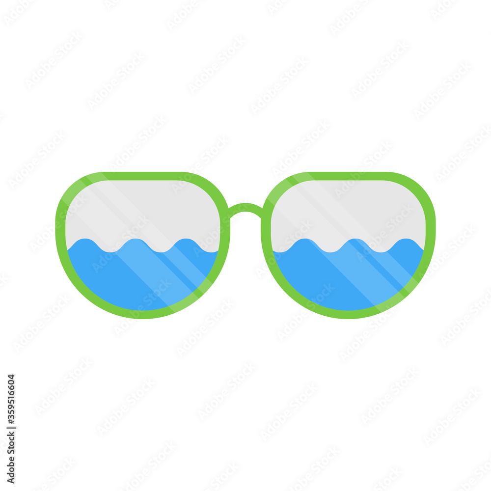 Summer Vibes Sun Sunglasses With Sea Waves Icon Vector Illustration Flat Design