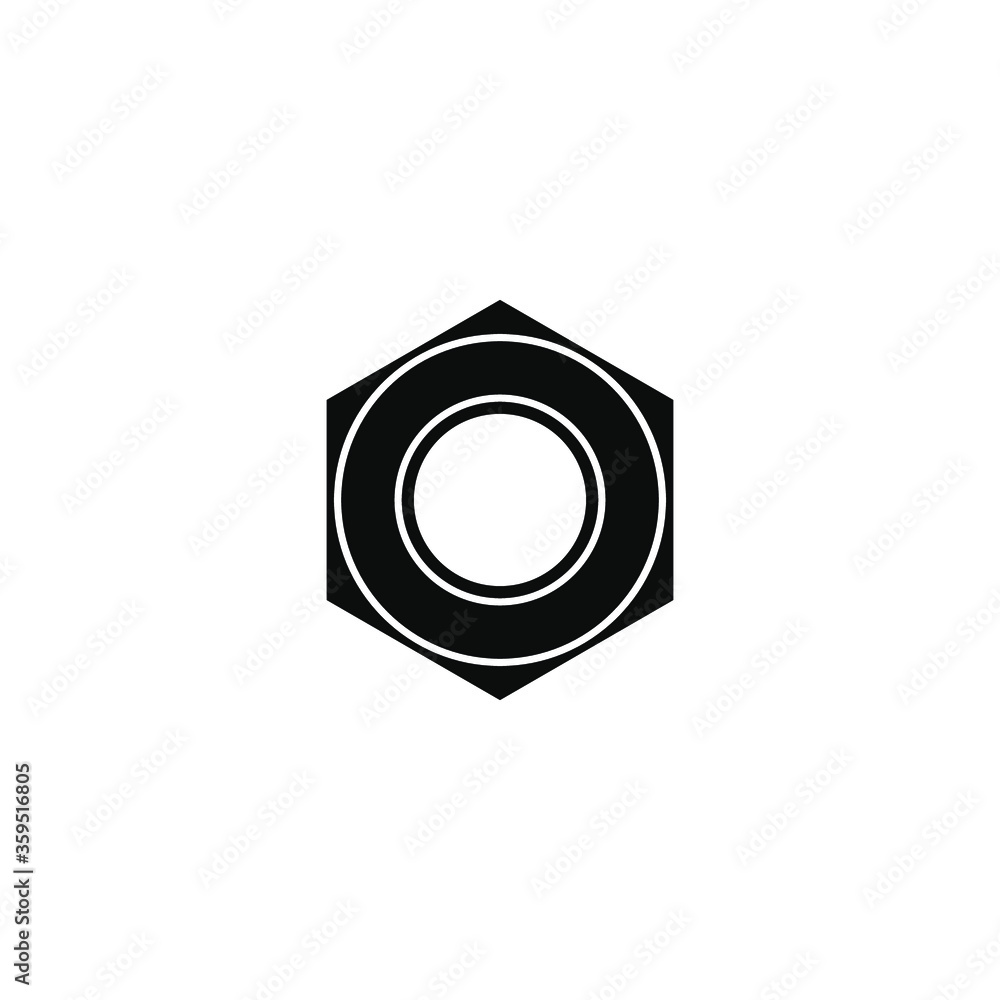 Black nut icon. Vector stock flat icon isolated on a white background. Black nut icon. Vector stock flat icon isolated on a white background.