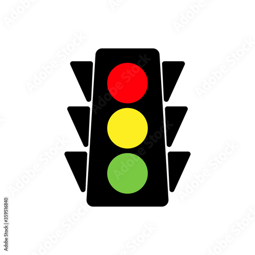 Traffic Light Flat Design Transportation Control Red Yellow And Green Vector Illustration