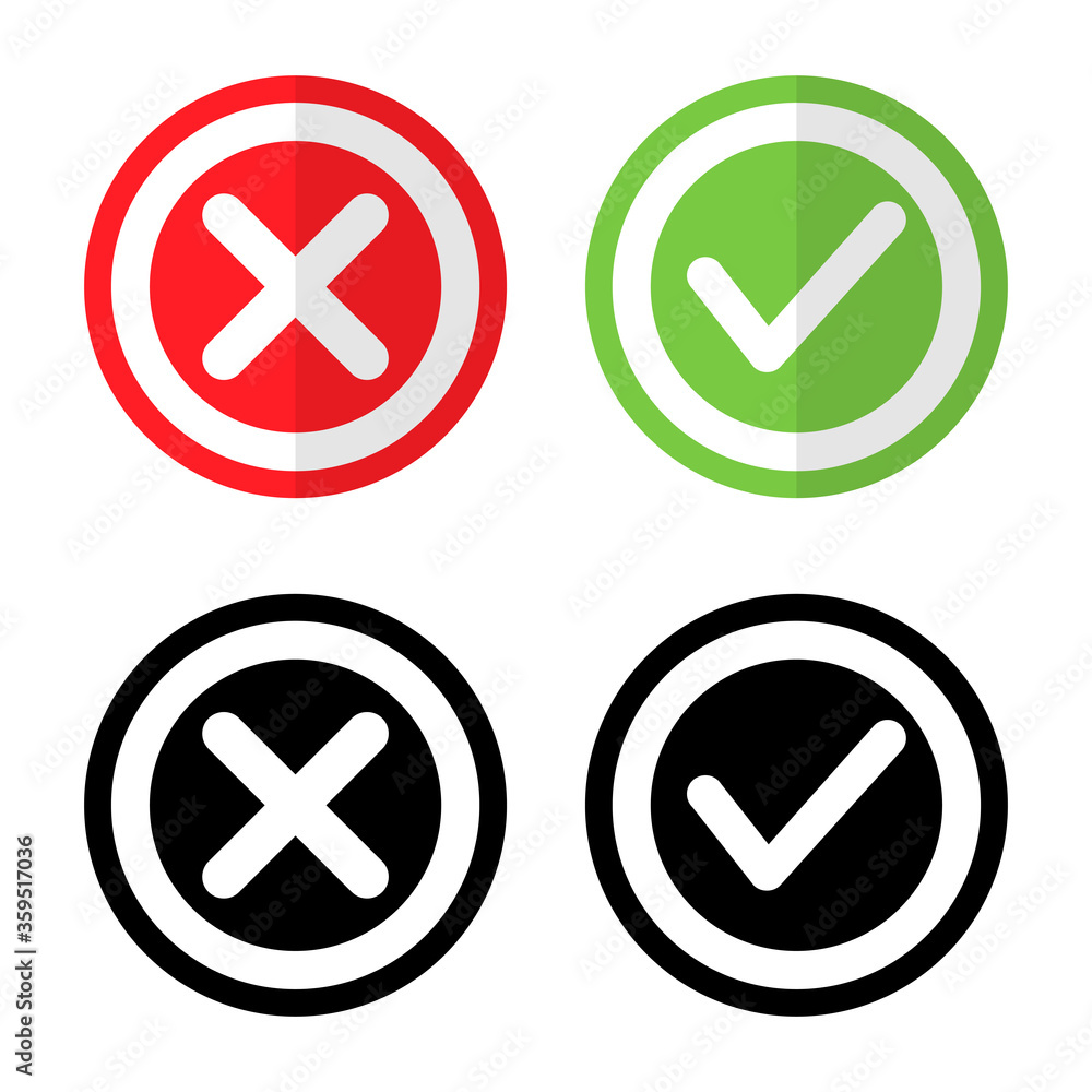 Yes or no button icon set vote agree and approve or disagree symbol illustration Yes or no button icon set vote agree and approve or disagree symbol illustration