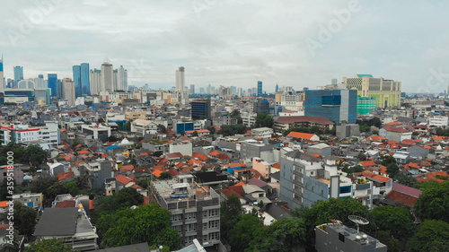 Aerial panorama of the outskirts of the city of Jakarta. Indonesia.