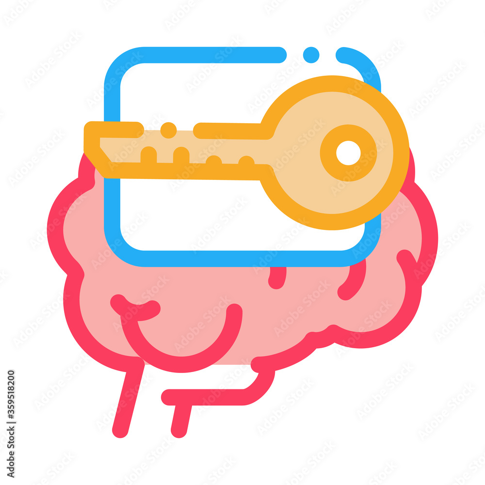 key for brain icon vector. key for brain sign. color symbol illustration key for brain icon vector. key for brain sign. color symbol illustration