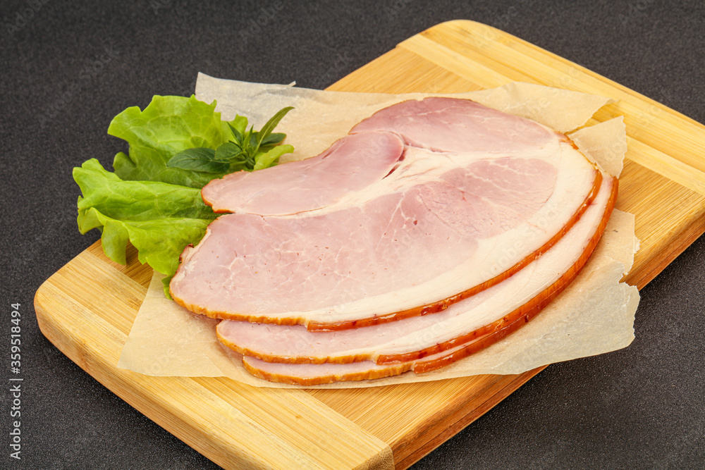 Sliced pork belly over board Sliced pork belly over board