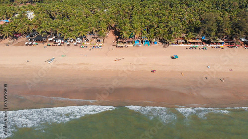 Agonda Beach aerial drone view. Goa. India. © Довидович Михаил