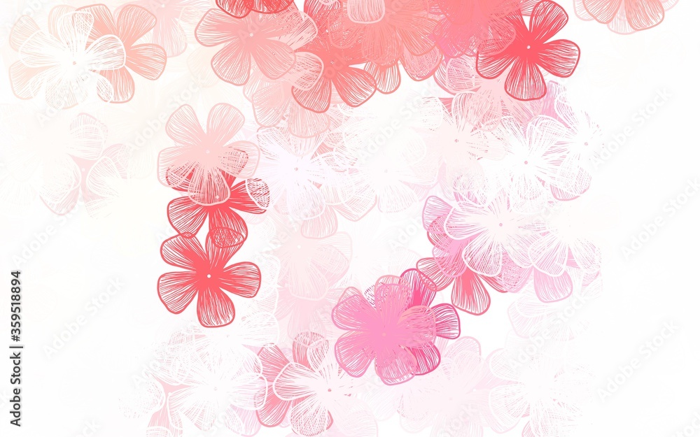 Light Red vector doodle pattern with flowers Light Red vector doodle pattern with flowers