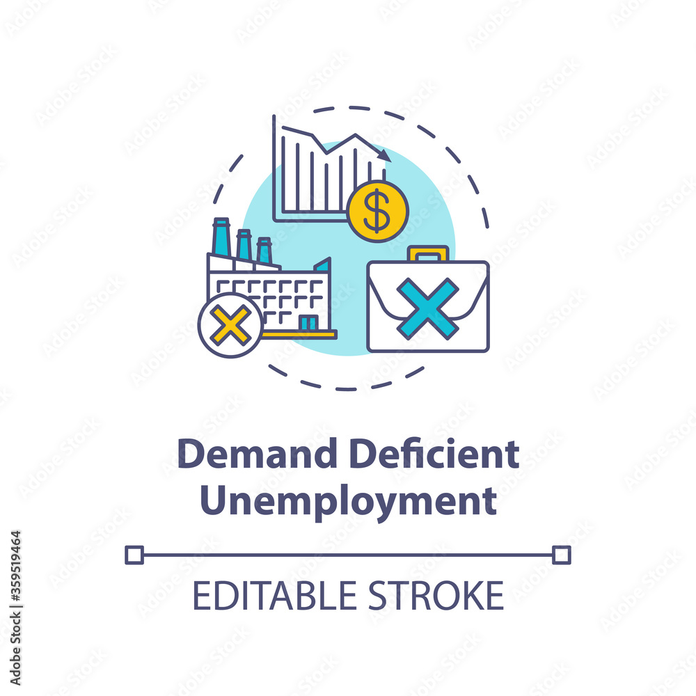 Demand efficient unemployment concept icon. Loss of job position. Labour force issue. Social economic problem idea thin line illustration. Vector isolated outline RGB color drawing. Editable stroke