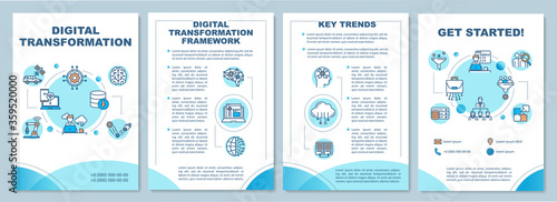 Digital transformation brochure template. Achievable goal for business. Flyer, booklet, leaflet print, cover design with linear icons. Vector layouts for magazines, annual reports, advertising posters