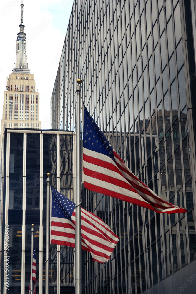 Flags. New York city. United States of America