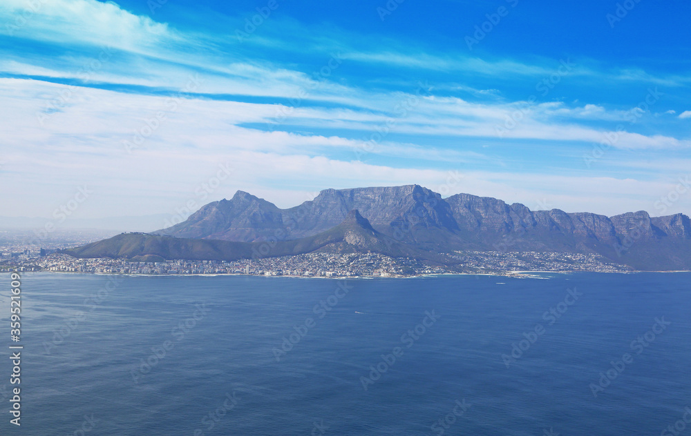 Cape Town, Western Cape / South Africa - 09/04/2017: Aerial photo of Cape Town and 12 Apostle Mountain Range Cape Town, Western Cape / South Africa - 09/04/2017: Aerial photo of Cape Town and 12 Apostle Mountain Range