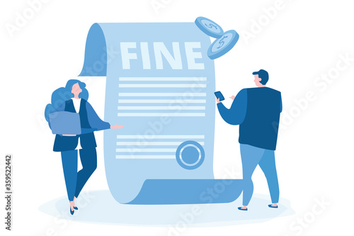 Pay fine . Financial police . Vector illustration for web banner, infographics, mobile. 