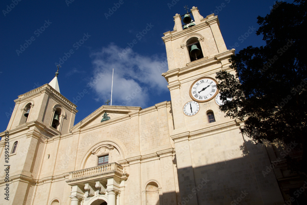 VALLETTA, MALTA - DEC 31st, 2019: Exterior view of Saint John's Co-Cathedral in Valletta