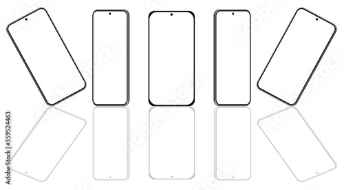 Smartphone perspective view, vector smartphone from different angles