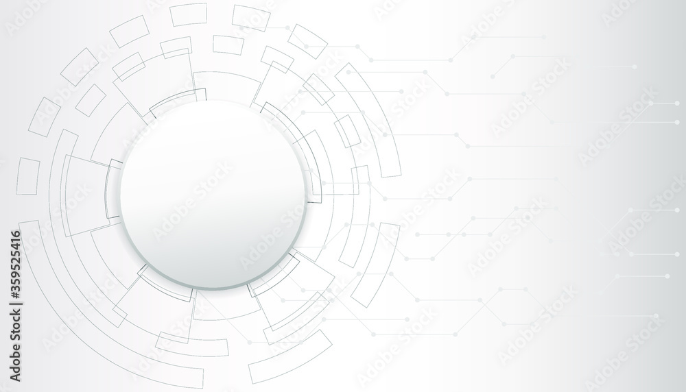 Circle structure in white grey background with motherboard texture. Technology line and dot connection in globalize concept wireless network. Medical style with molecule in chemistry and DNA in Biolog Circle structure in white grey background with motherboard texture. Technology line and dot connection in globalize concept wireless network. Medical style with molecule in chemistry and DNA in Biolog
