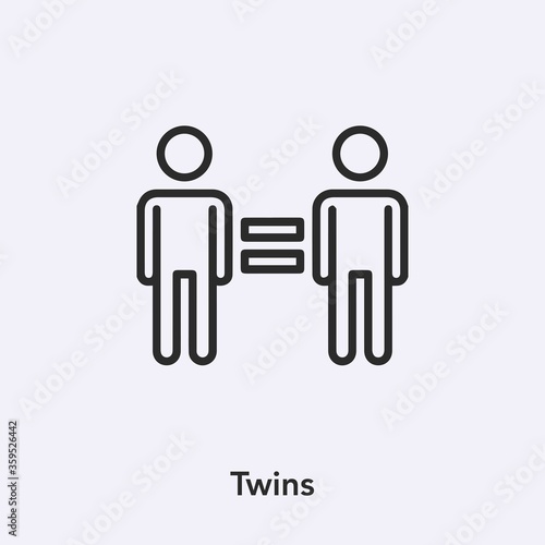 twins icon vector. Linear style sign for mobile concept and web design. twins symbol illustration. Pixel vector graphics - Vector. 