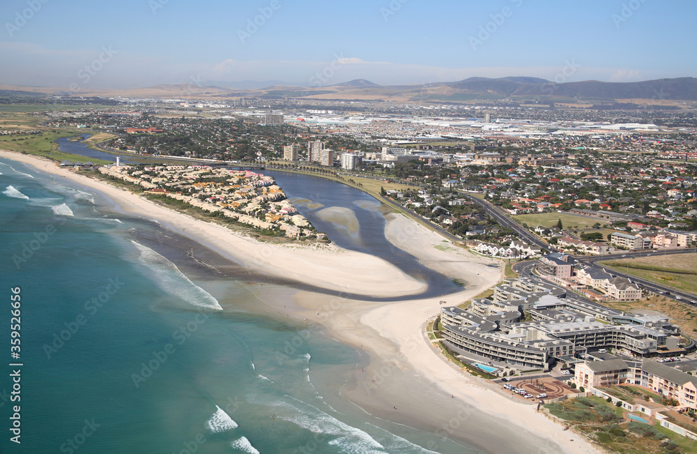 Cape Town, South Africa / South Africa - 11/20/2008: Aerial photo of Milnerton Lagoon and Lighthouse