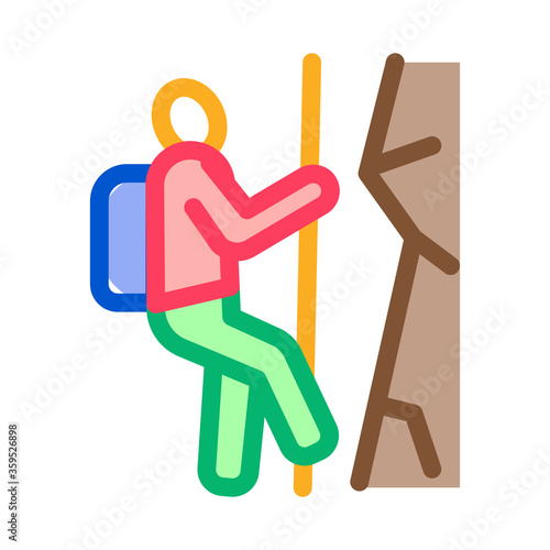 alpinist climbing icon vector. alpinist climbing sign. color symbol illustration