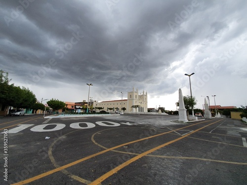 Central square of the parish church in the Center of the City of Santa Quit  ria  Cear    Brazil.