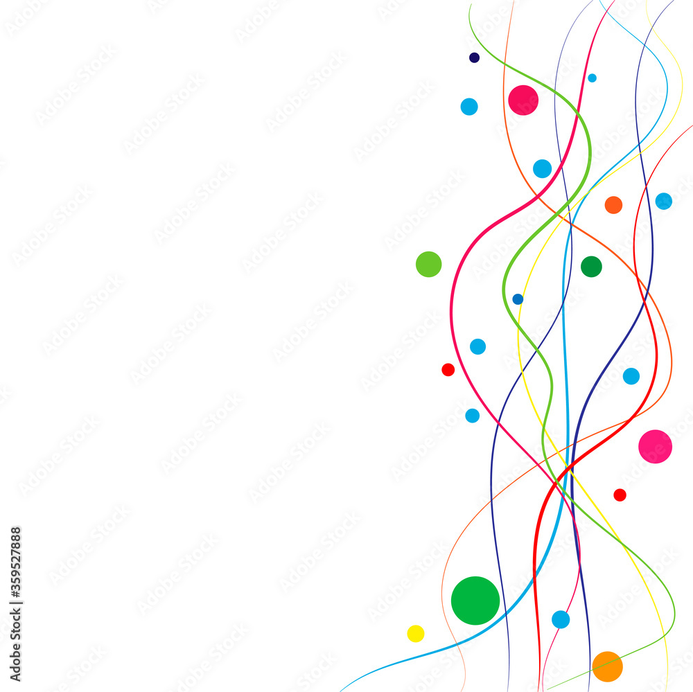 Abstraction. Wavy lines and bubbles. Rainbow. vector Abstraction. Wavy lines and bubbles. Rainbow. vector