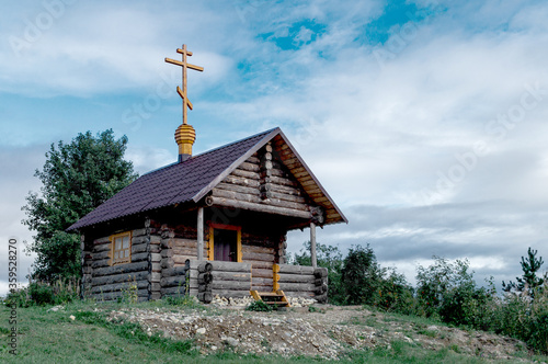 A wooden chapel.