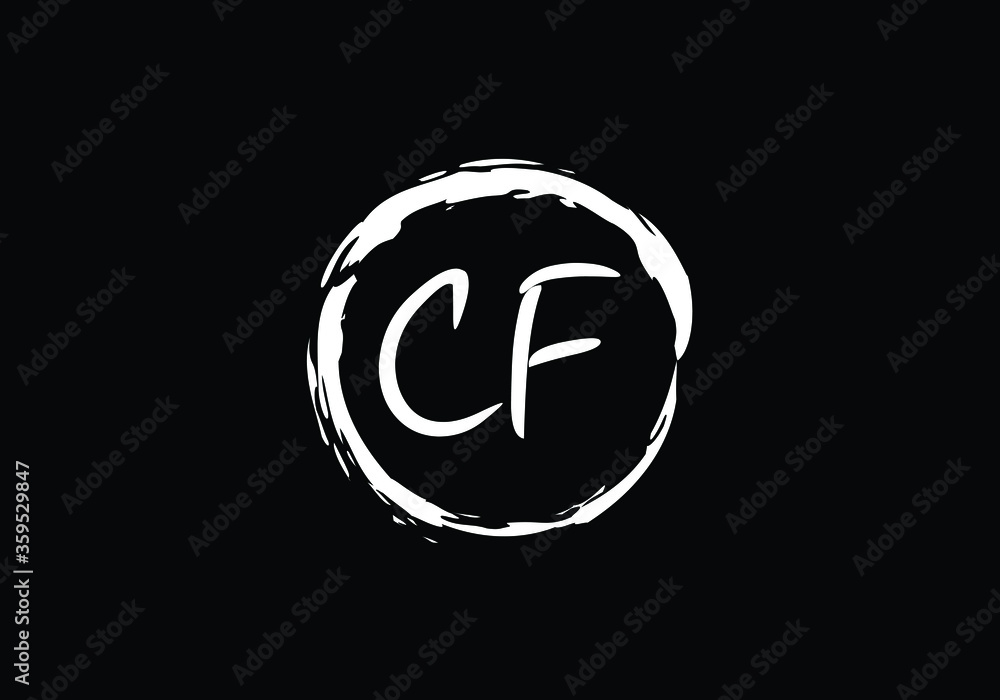 Obraz premium Initial Monogram Letter C F Logo Design Vector Template. C F Letter Logo Design