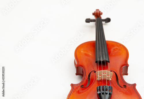 Violin closeup on white background