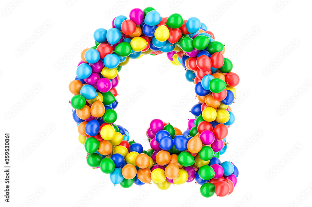 Obraz premium Letter Q from colored balloons, 3D rendering