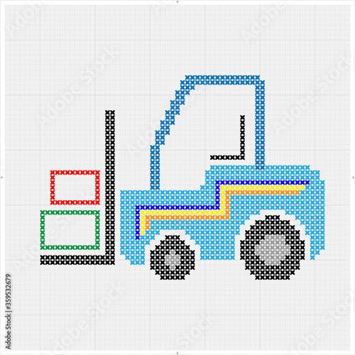 Forklift Cross Stitch, Warehouse Forklift Vehicle,