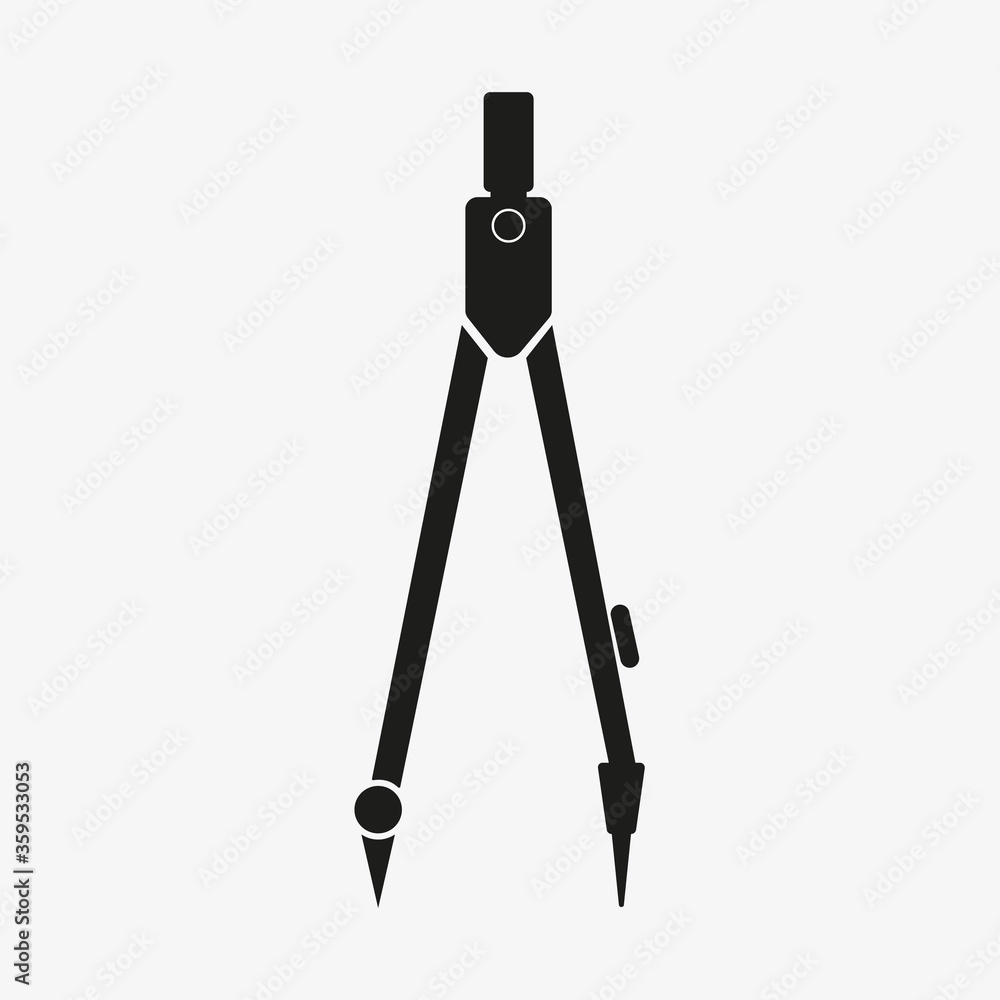 Compass drawing logo. Black on white background. Compass drawing logo. Black on white background.