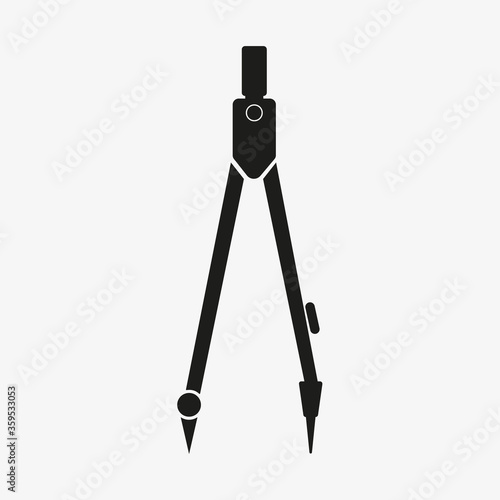 Compass drawing logo. Black on white background. 