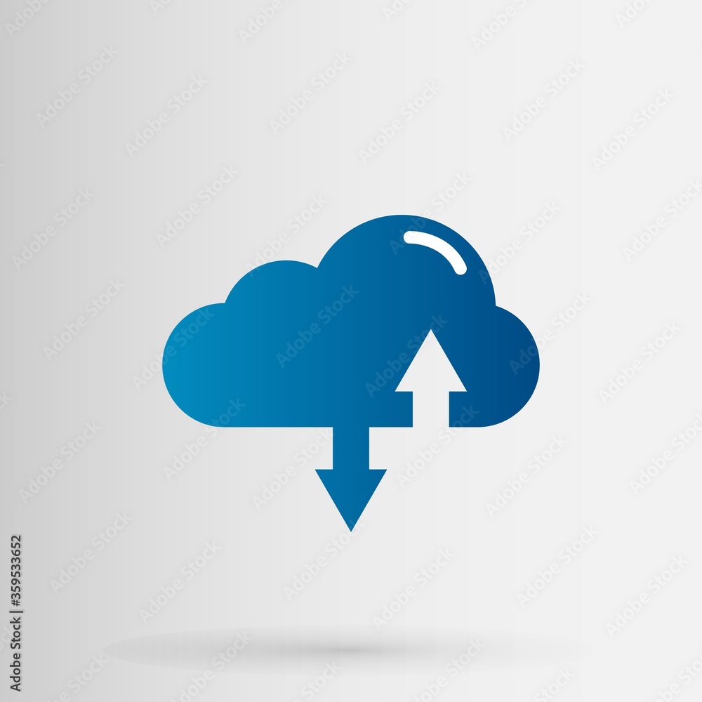 Vector Illustration Of Abstract Cloud Storage Icon With Downloading And Uplouding Arrows Vector Illustration Of Abstract Cloud Storage Icon With Downloading And Uplouding Arrows