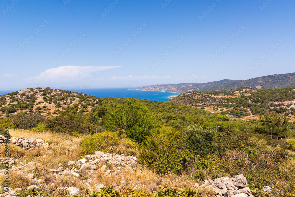 Scenic view from the castle of Kritinia (Kastello) on Rhodes island. Greece Scenic view from the castle of Kritinia (Kastello) on Rhodes island. Greece