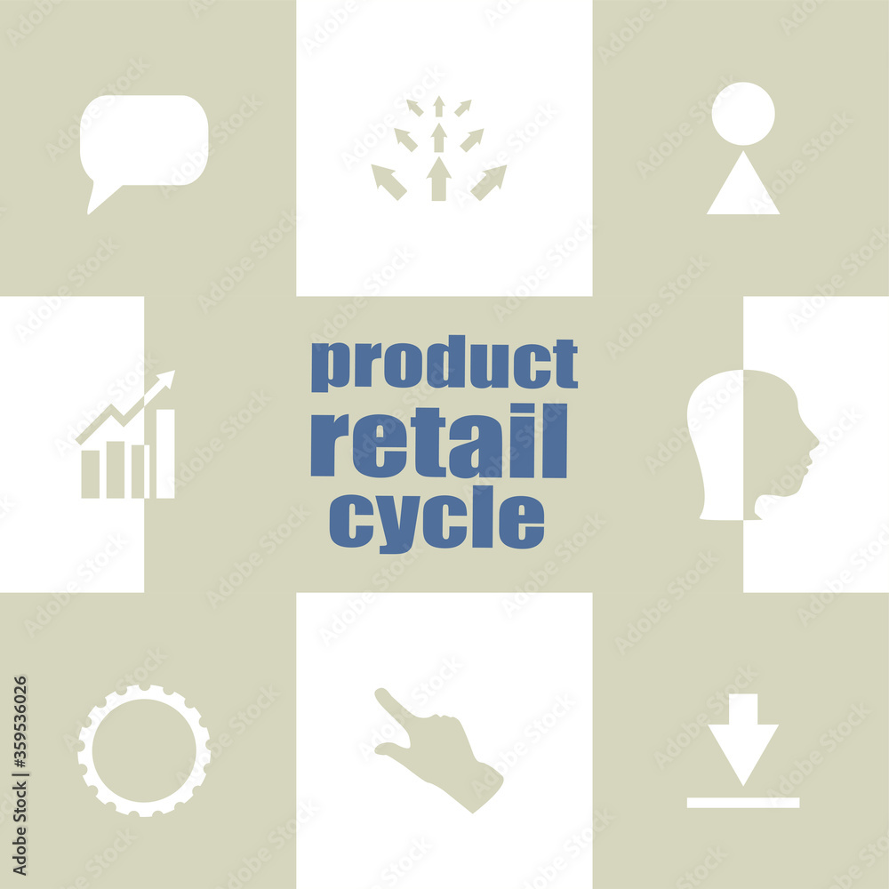 Fototapeta premium Text Product retail cycle. Business concept . Infographic Elements. Business icon set
