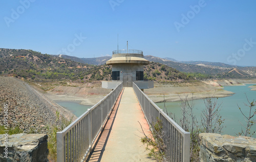 Two rivers joint together at the Dipotamos area and create the Pentaschoinos River which is connected with the Dipotamos dam reservoir. August 02. 2018. - Skarinou, Larnaca district,  Cyprus photo