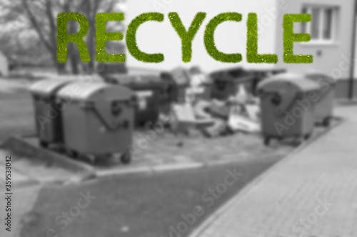 
CZECH REPUBLIC, CHLUMCANY, 25 JANUARY, 2019:Overflowing garbage bins
 with household waste in the city 